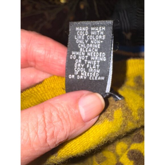 Carol Little Lambs Wool Angora Cardigan Mustard Yellow Brown Paisley Sweater S - Picture 8 of 9